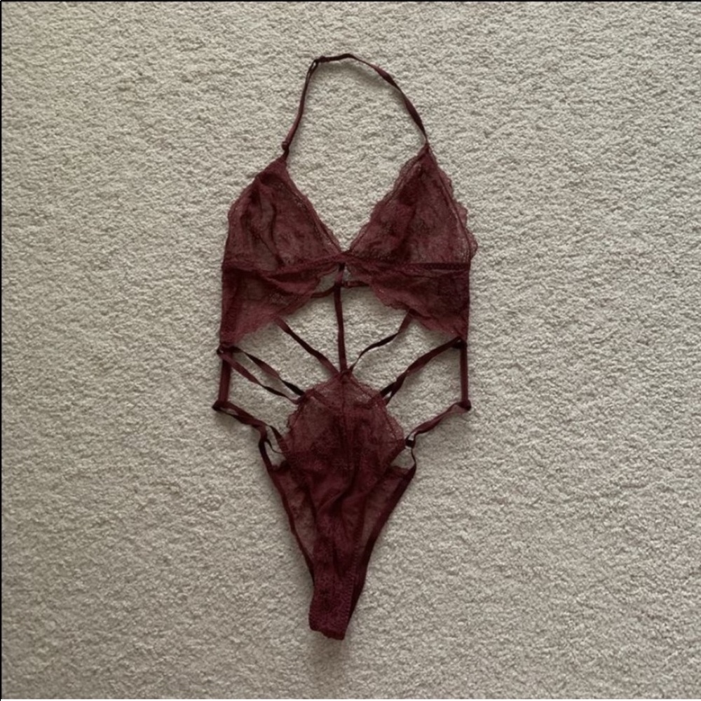 Victoria’s Secret burgundy strappy teddy